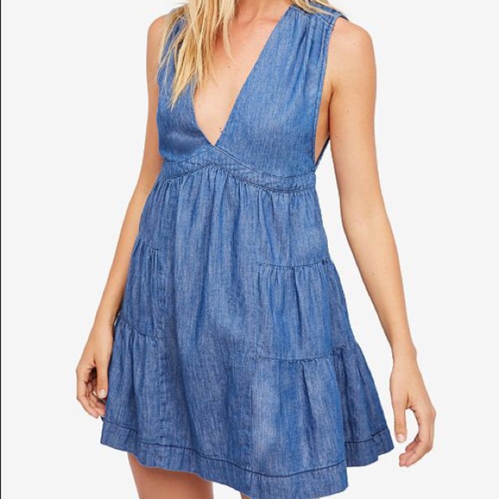 LIKE NEW FREE PEOPLE CHAMBRAY DENIM DRESS COVERUP